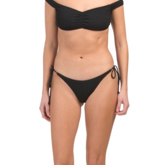 NWT L*space crinkle stretch black Lily string bikini bottoms, adjustable. - Picture 8 of 8